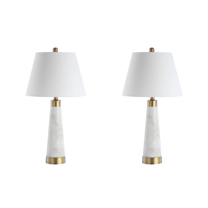 Travis Marble/Iron Gold Modern Column LED Table Lamp