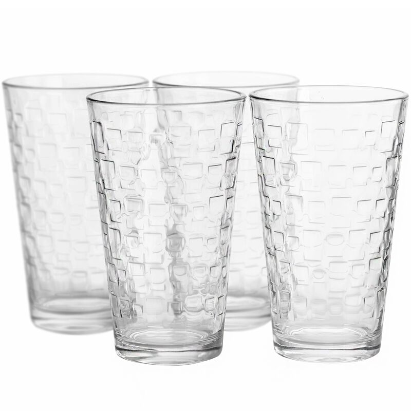 Gibson Home Great Foundations 4-Piece 16 oz. Tumbler Set, Square Pattern
