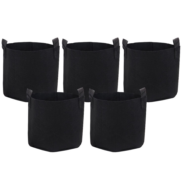 Sunnydaze Set of 5 Nonwoven Polypropylene Grow Bag with Handles - 5 gallon
