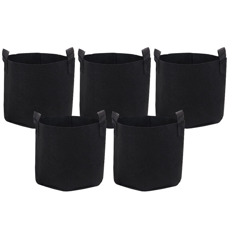 Sunnydaze Set of 5 Nonwoven Polypropylene Grow Bag with Handles - 5 gallon