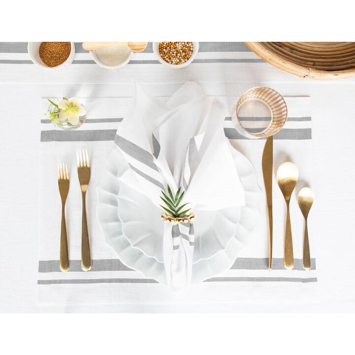 Solino Home 100% Pure Linen Cloth Napkins 20 x 20 Inch Set of 4 | French Stripe Dinner Napkins