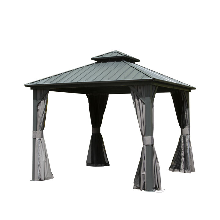 10' X 10' Hardtop Gazebo, Aluminum Metal Gazebo
