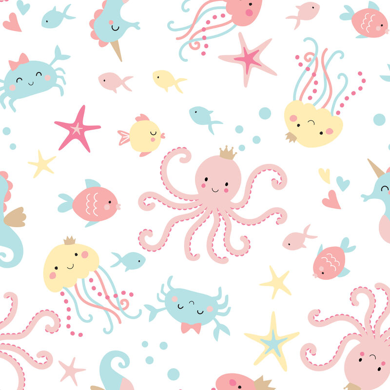 Bedtime Originals Ocean Mist Ocean Sea Animals Fitted Crib Sheet - White