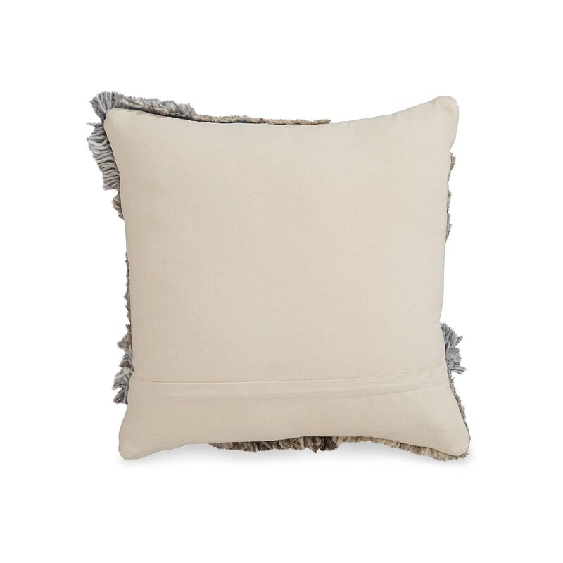 Throw Pillow Set of 4, 20 Inch, Cotton, Knotted Stripes, Patchwork, Blue -