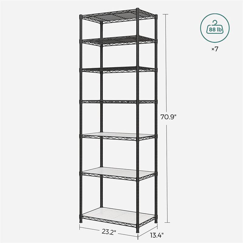 7-Tier Metal Storage Shelf – Durable Space-Saving Organizer for Home or Garage