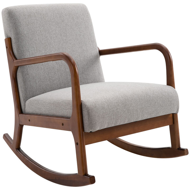 Wooden Framed Living Room Side Chair with Thick Padded Cushions and Back Support