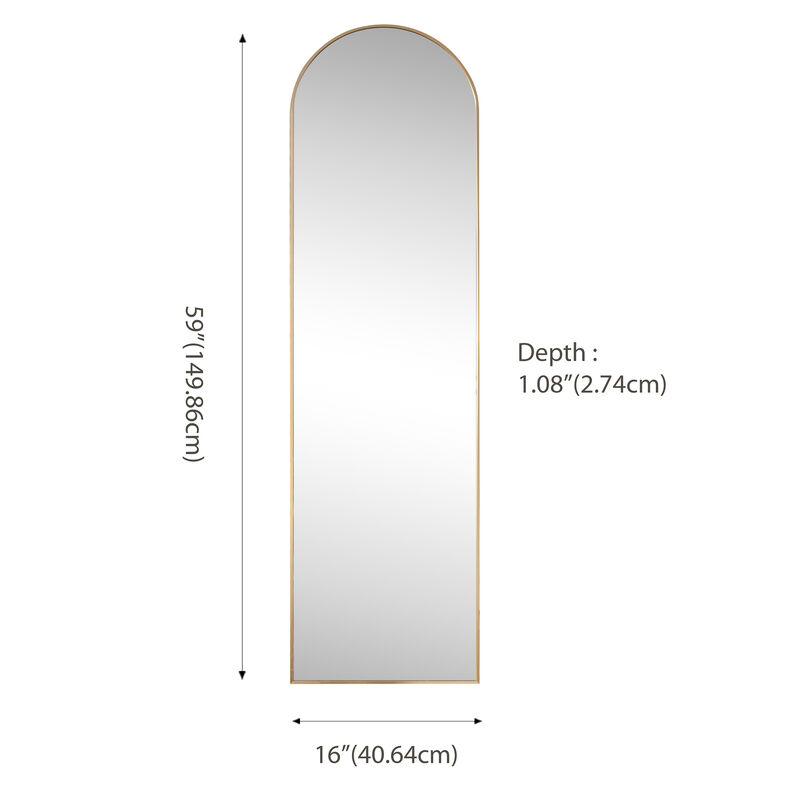Adrian Large Arched Metal Framed Floor Full-Length Mirror