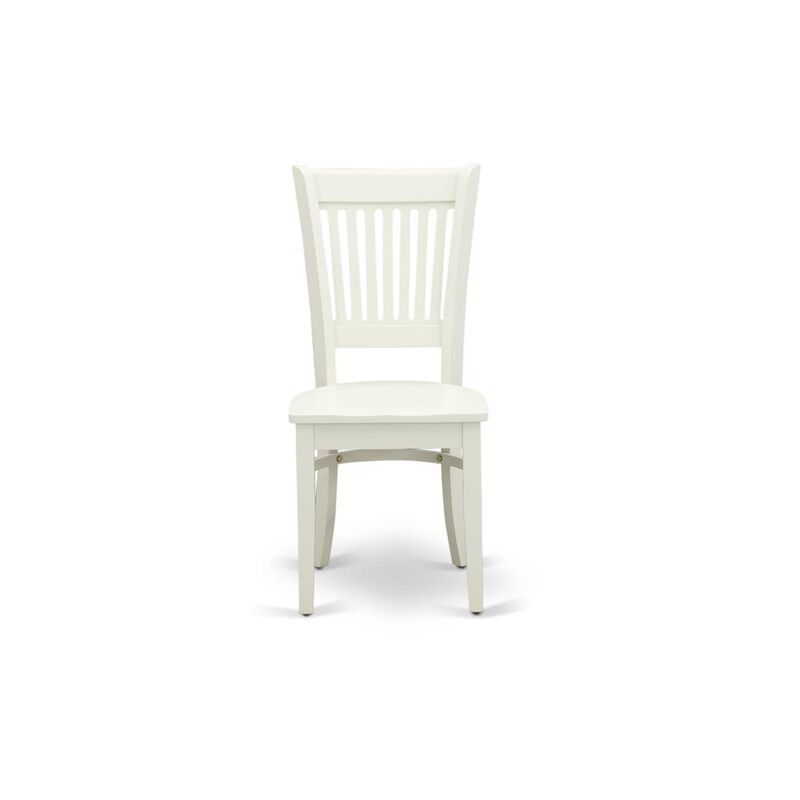 East West Furniture ANVA5-LWH-W - 5-Piece Kitchen Dining Set- 4 Wooden Chairs and Dining Room Table - Wooden Seat and Slatted Chair Back (Linen White Finish)