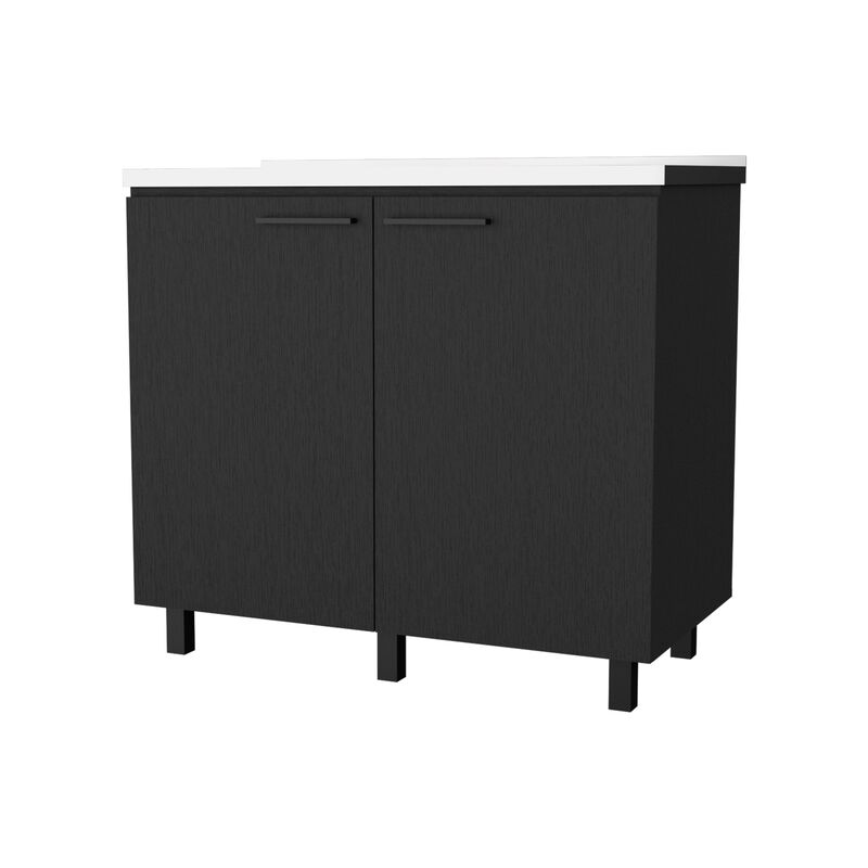 Alexandria 2 Piece Kitchen Set, Wall Cabinet + Utility Sink, Black