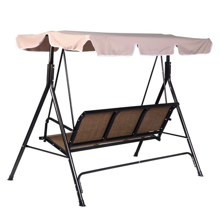 Hivvago Outdoor 3-Person Canopy Swing for Porch Patio or Deck
