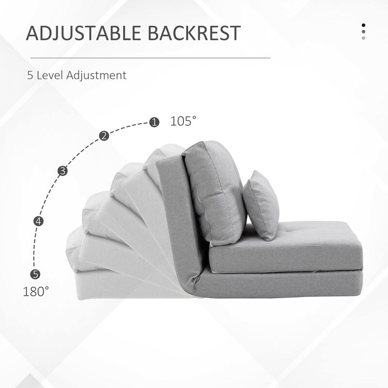 Light Grey Floor Seat: Convertible Folding Chair/Sofa Bed