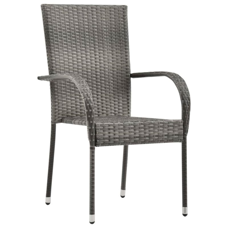 vidaXL 3 Piece Garden Dining Set Poly Rattan Gray