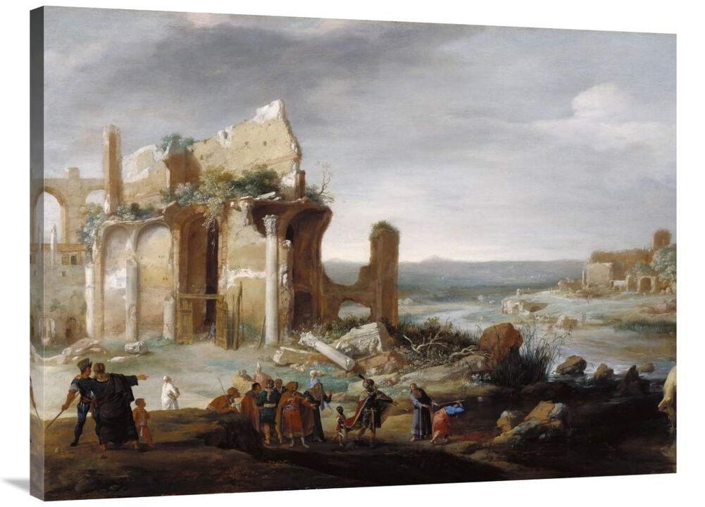 Moses and Aaron Changing the Rivers of Egypt to Blood-Canvas Art-40x30