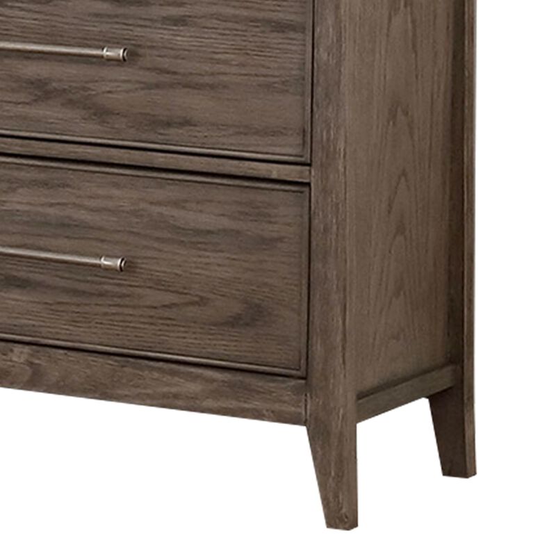Benjara 57 Inch Wide Dresser Chest, 8 Drawers, Solid Wood in a Warm Gray Finish