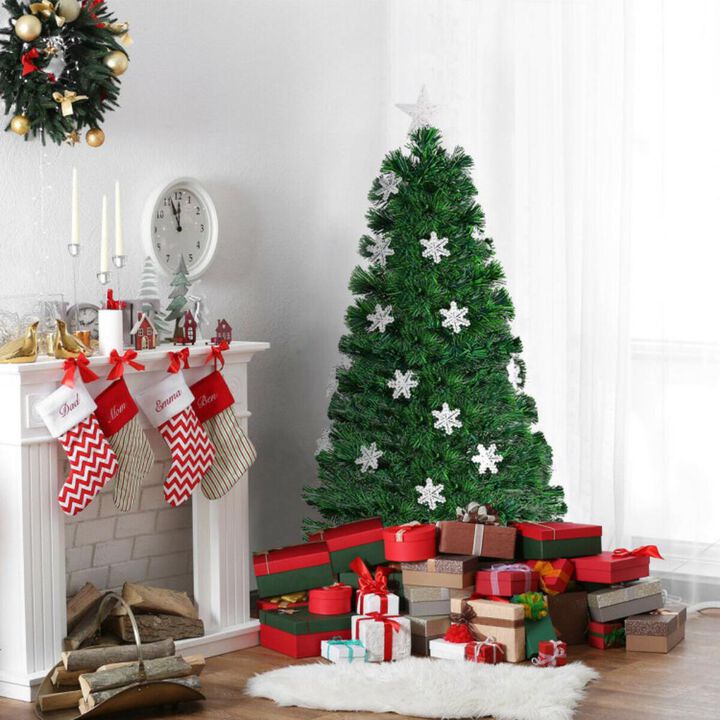 Hivvago 3/4/5/6 Feet LED Optic Artificial Christmas Tree with Snowflakes
