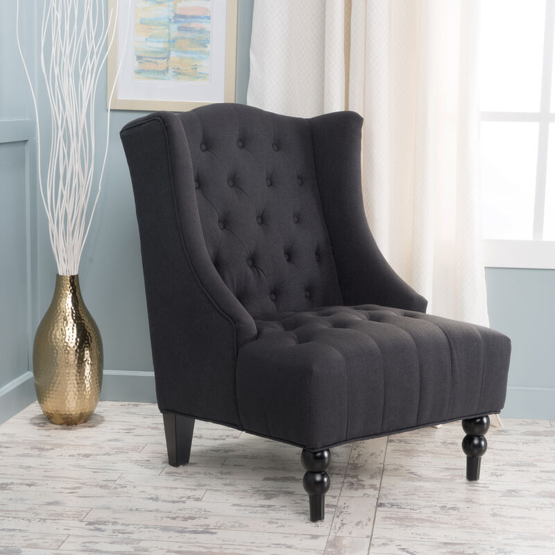 Luxurious Diamond-Tufted Wingback Club Chair for Refined Comfort