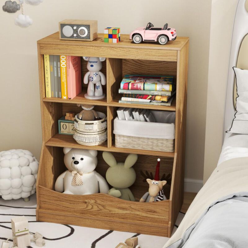 Hivvago 34.5" Kids Bookshelf  with 5 Bins for Playroom and Living Room