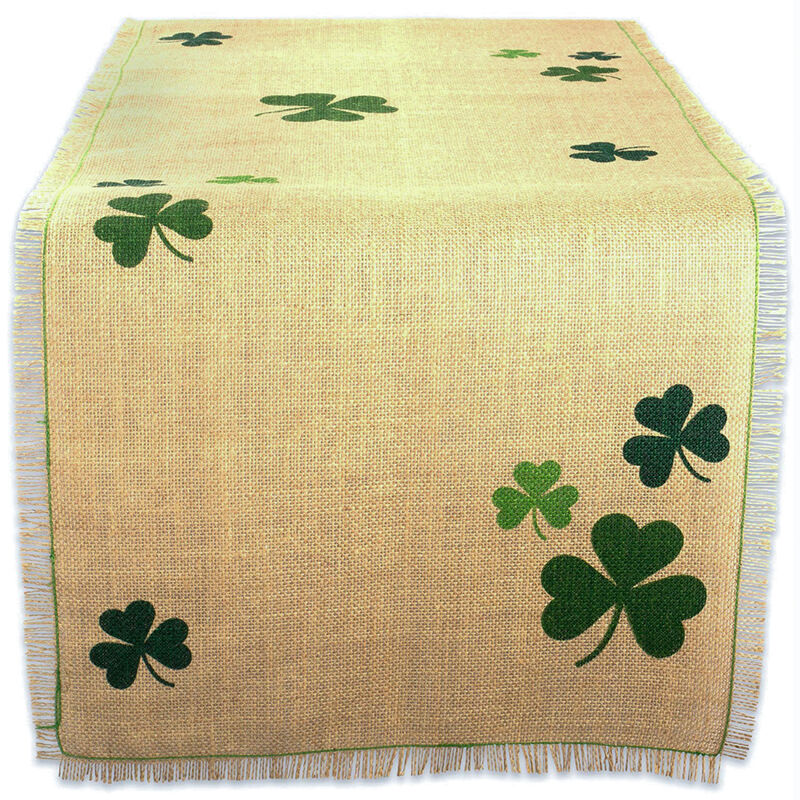 108" Green Shamrock Rectangular Table Runner