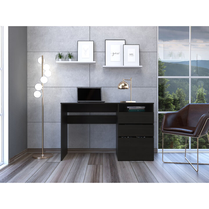 Dublin Three Drawer Computer Desk, One Shelf