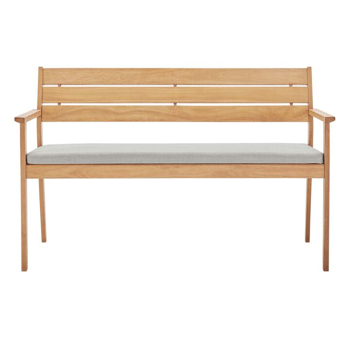 Modway - Viewscape Outdoor Patio Ash Wood Loveseat Natural Taupe