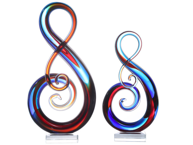 Hand Blown Treble Sommerso Art Glass Sculpture