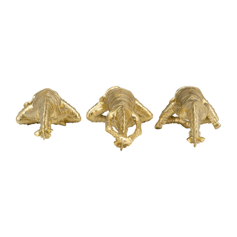 8" No Evil Zebras, Gold Set
