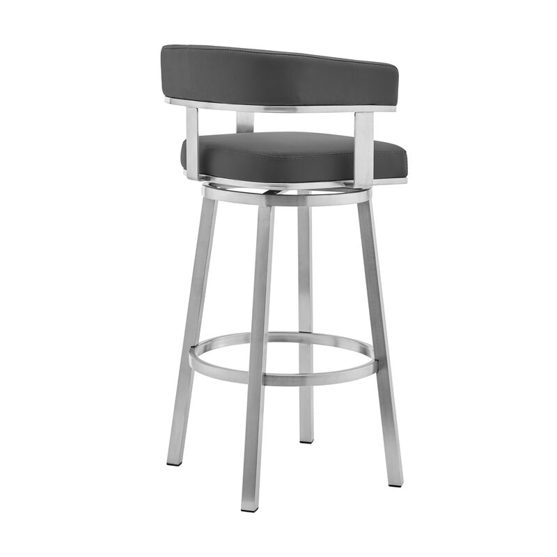 Sez 26 Inch Modern Swivel Counter Stool Armchair, Backrest, Steel
