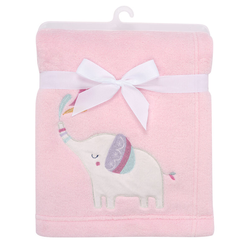 Bedtime Originals Elephant Dreams Appliqued Soft Fleece Baby Blanket - Pink