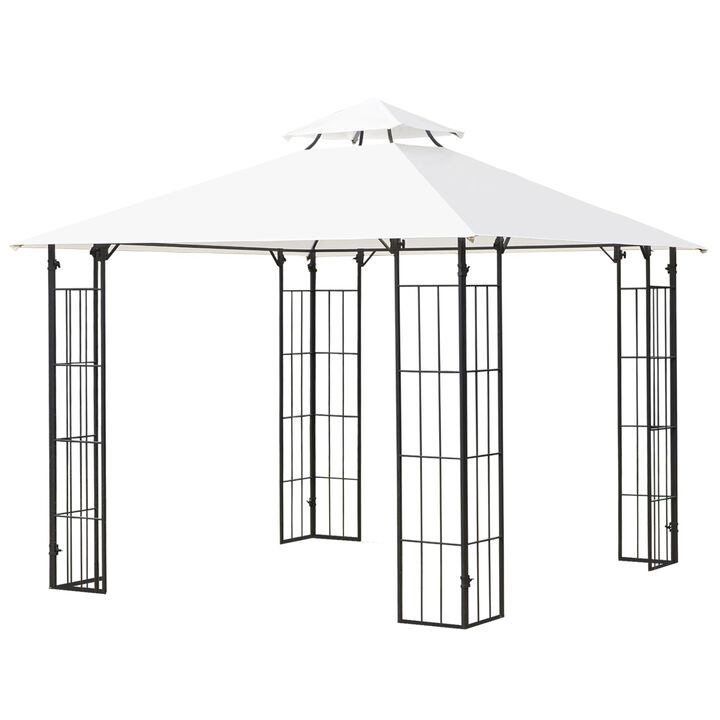 Elegant Patio Shelter: 10'x10' Vented Roof Gazebo with Metal Frame