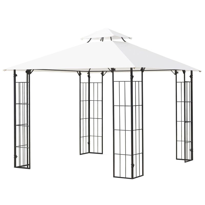 Elegant Patio Shelter: 10'x10' Vented Roof Gazebo with Metal Frame
