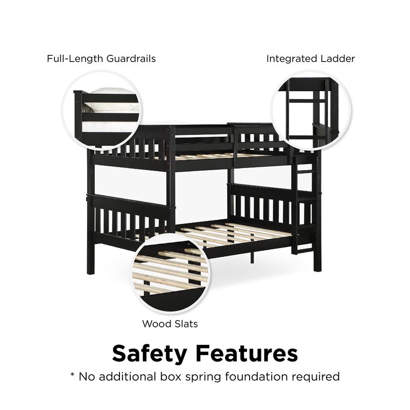 DHP Hurley Full-Over-Full Wood Bunk Bed with USB Port