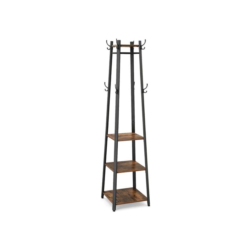 Industrial Coat Rack, Coat Stand with 3 Shelves, Hall Trees For Living Room