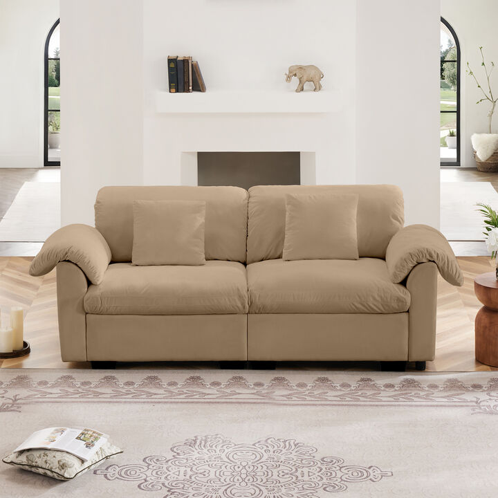 Merax Velvet Loveseat Sofa with Hidden Storage