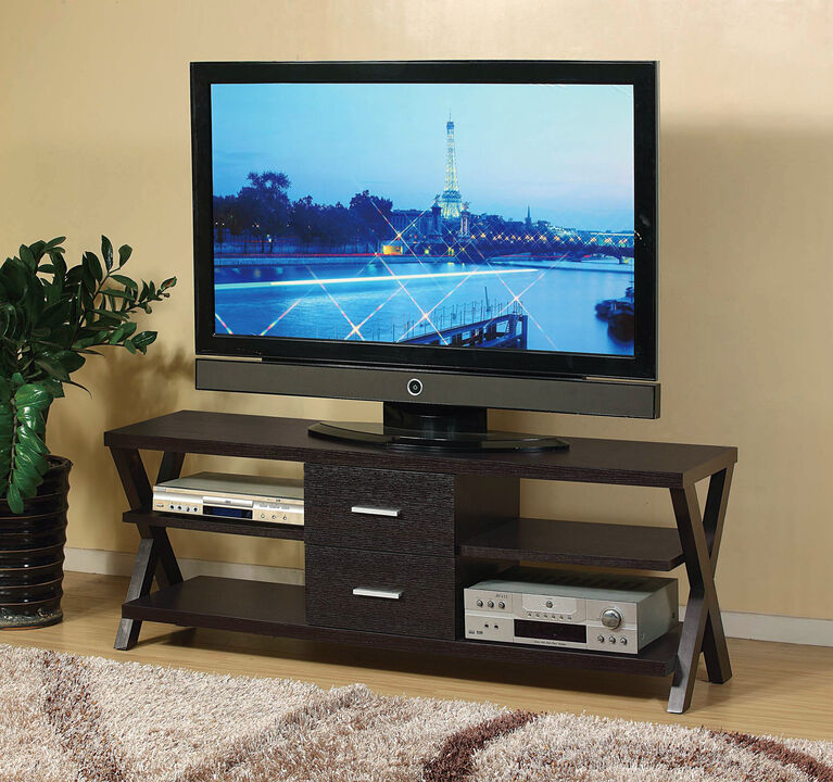 Red Cocoa TV Stand with 2 Shelves & 2 Drawers