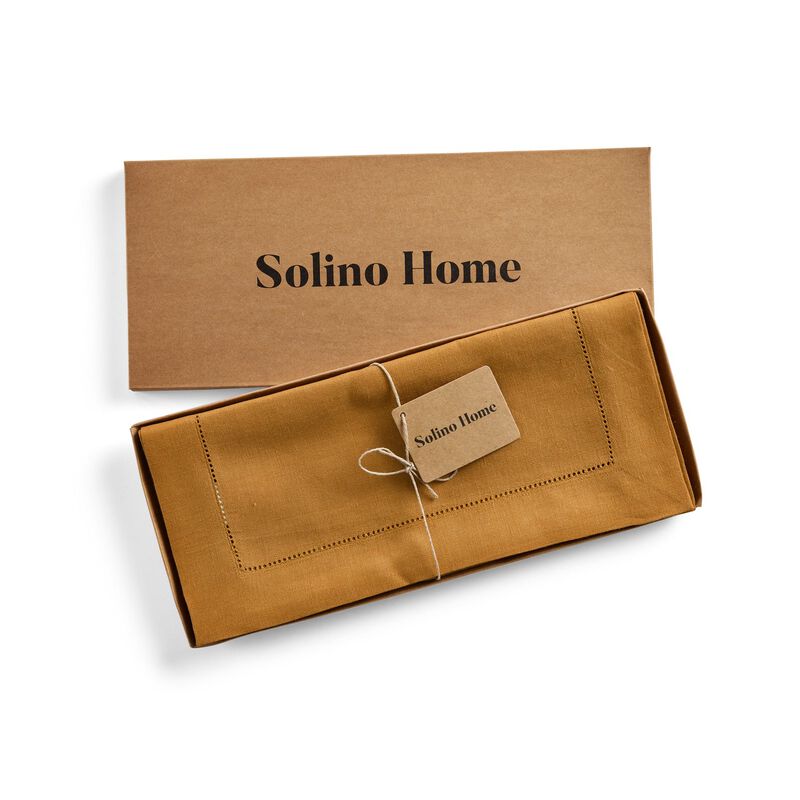 Solino Home 100% Pure Linen Table Runner | Classic Hemstitch for Thanksgiving, Christmas