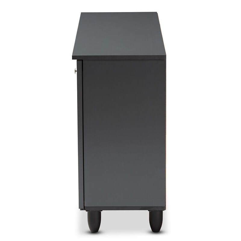 Baxton Studio Fernanda Modern Dark Gray 3 Door Wooden Entryway Shoe Storage Wide Cabinet