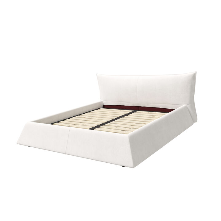 Cream Velvet King Platform Bedwagon