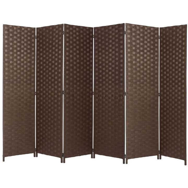Legacy Decor 8 Panel Bamboo Woven Panel Room Divider, Privacy Partition Screen Ivory Color