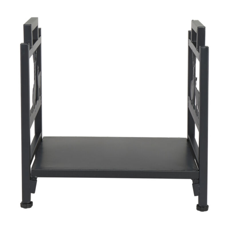 Single Layer Firewood Holder with Animal Pattern, Sturdy Metal Rack