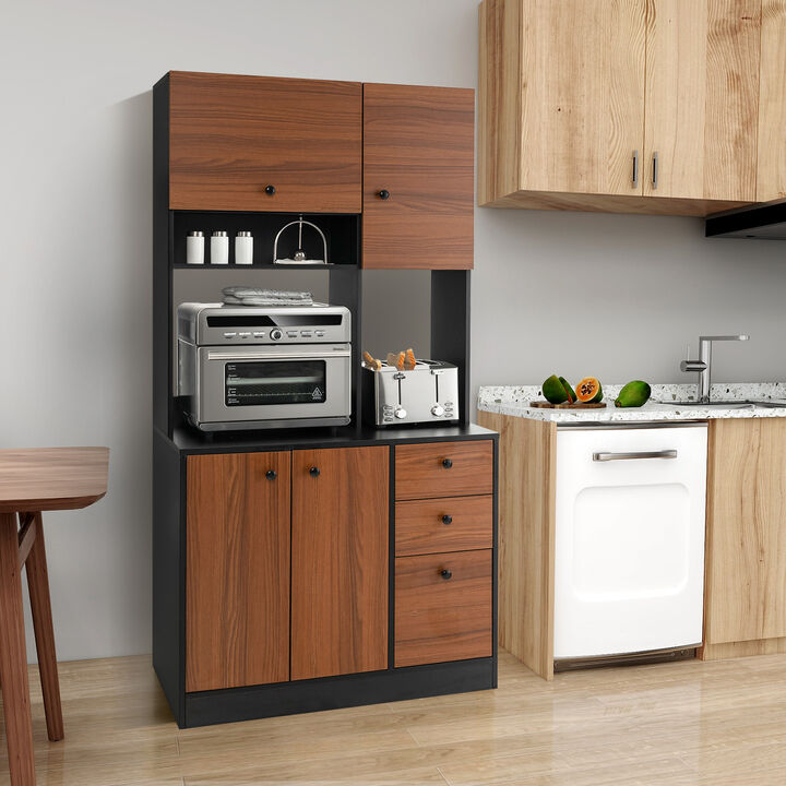 71-Inch Kitchen Pantry Cabinet with 3 Storage Shelves and 3 Spacious Drawers