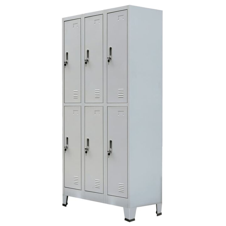 vidaXL Locker Cabinet with 6 Compartments Steel 35.4"x17.7"x70.9" Gray vidaXL Locker Cabinet with 6 Compartments Steel 35.4"x17.7"x70.9" Gray