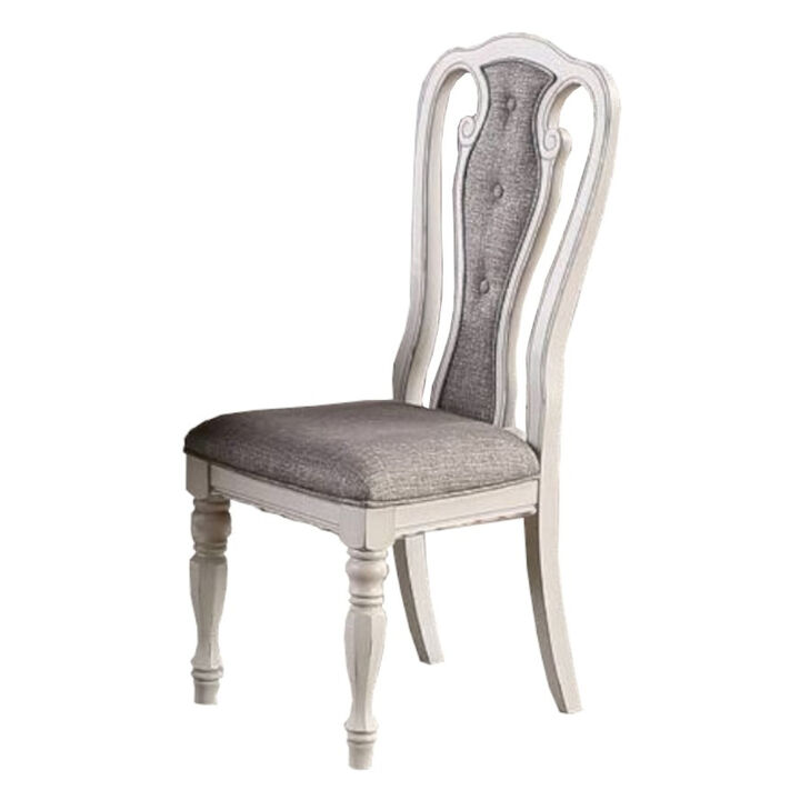 Set Of 2 Dining Chairs Grey Upholstered Tufted Unique Design Chairs Back Cushion Seat Dining Room