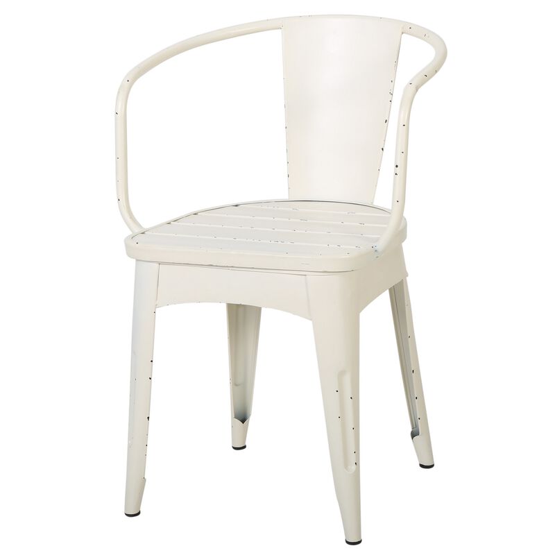 Rune 3 Piece Outdoor Dining Set, 1 Round Table, 2 Chairs, White Iron - Benzara