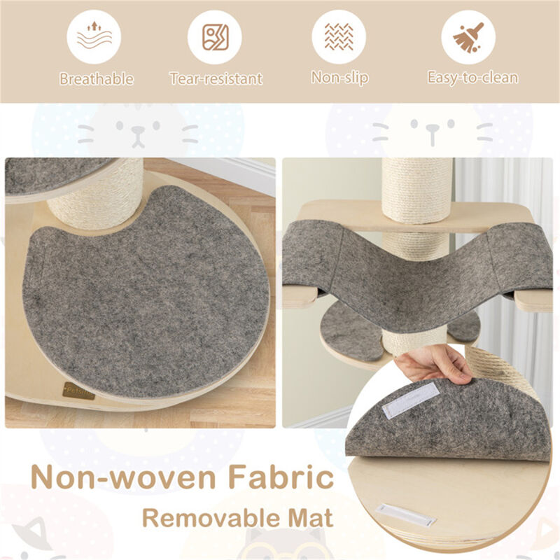 Cat Tree Climbing Frame Sturdy Design with Anti-Slip Pads for Safe & Fun Playtime for Cats