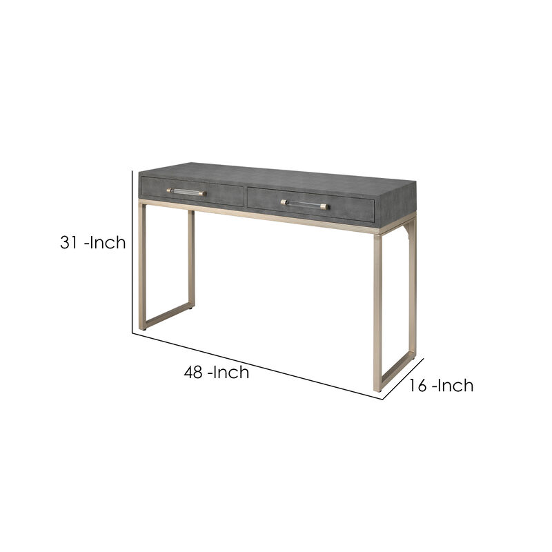 Console Table with Two Drawers and Metal Base, Gray-Benzara