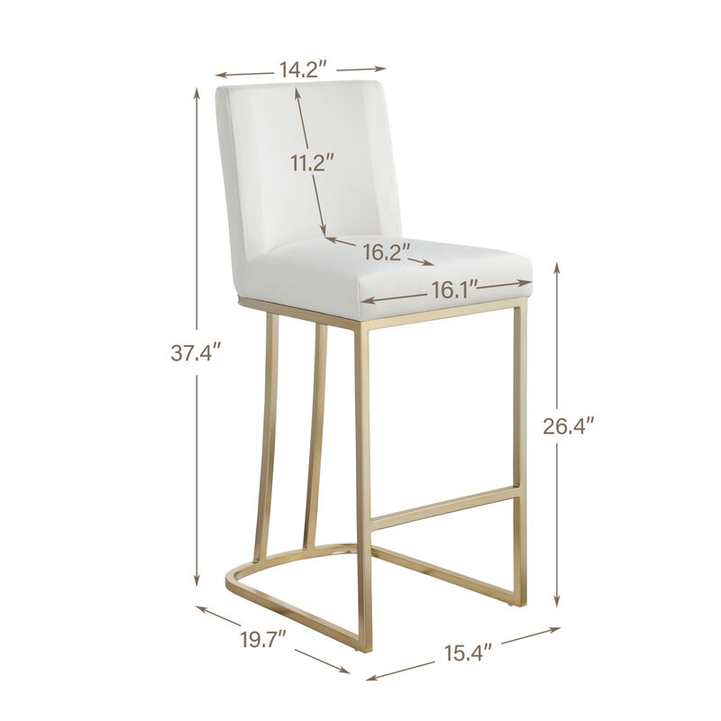 Set of 2 Gold Brushed Velvet Bar Stools