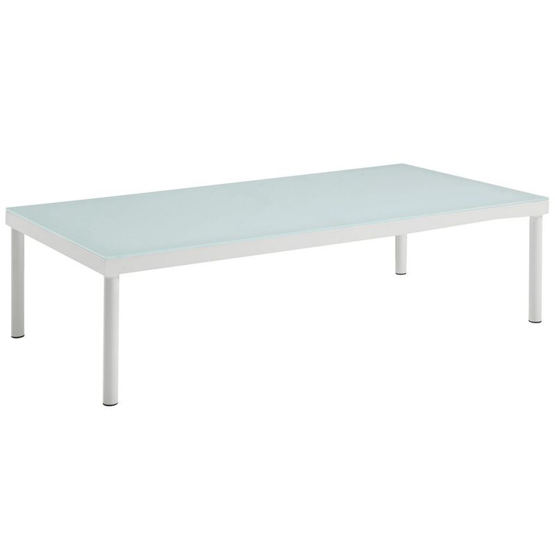 Harmony Outdoor Patio Aluminum Coffee Table, White-Benzara