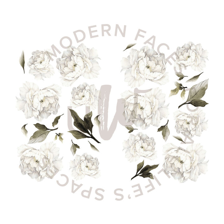 White Peonies Wall Decals