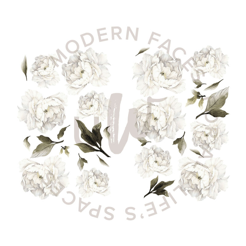 White Peonies Wall Decals