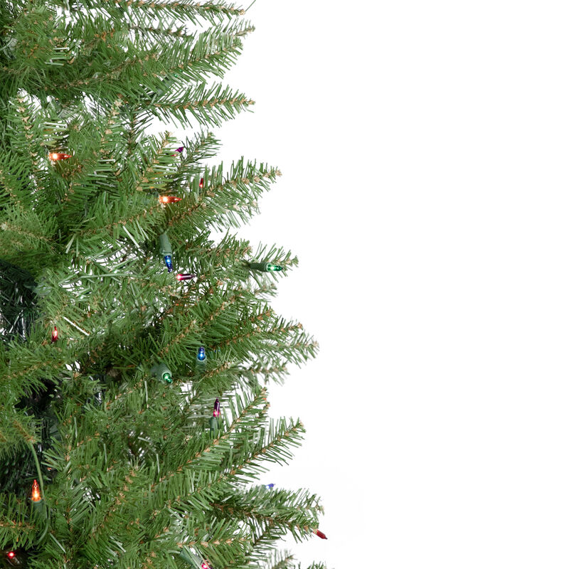 6.5' Pre-Lit Silver Lake Fir Pencil Artificial Christmas Tree  Multi Lights